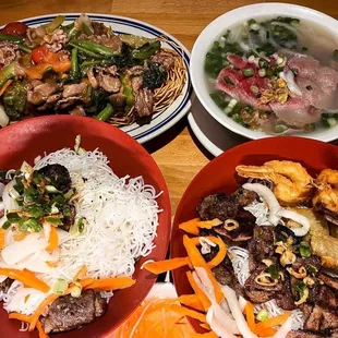 a variety of asian food