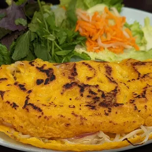 an omelet and salad