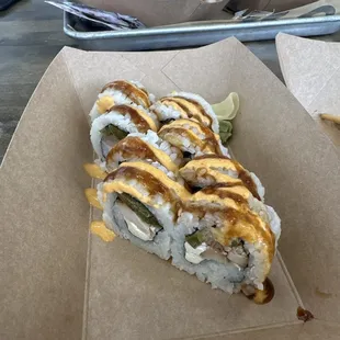 Chicken and jalapeño cream cheese roll is good!