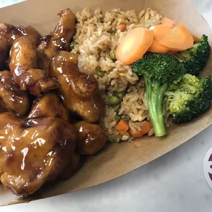 Honey chicken with fried rice