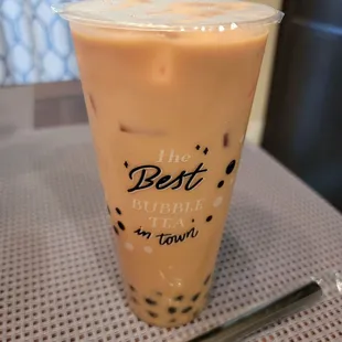 Black milk tea with boba