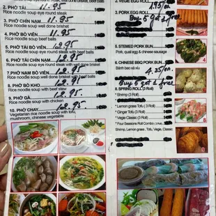 the menu for the restaurant