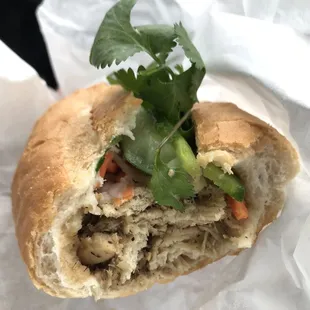 Banh Mi Ga (lemongrass chicken) - cross section!