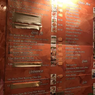 Menu on side of truck