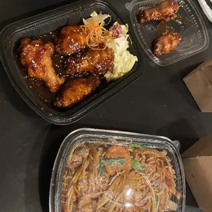 Korean wings and house lo mein