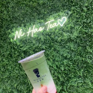Strawberry matcha latte