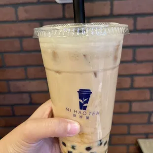 Brown sugar milk tea with brown sugar boba!