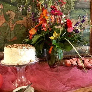 The cake, cupcakes, cookies, punch, coffee, and table-setting was lovely.