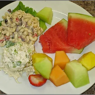 Tri-salad with fruit.  The watermelon was excellent.