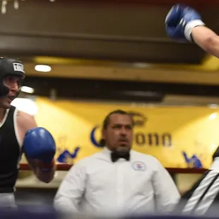 Josh Webb' Niavaroni's very own, watching his opponent fall to the ring floor