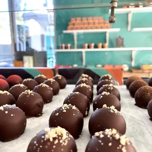 a variety of chocolates on a table