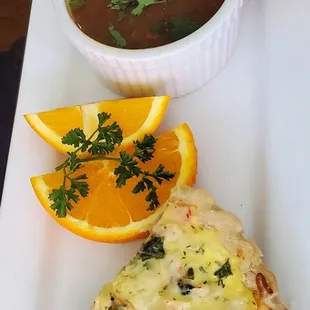 My husband&apos;s crab quiche and Spicy Southwest soup. He loved it!!