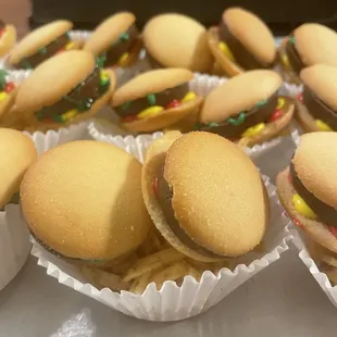 Combo 1. A burger and fries in cookie form.