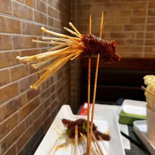 Beef/mushroom skewer
