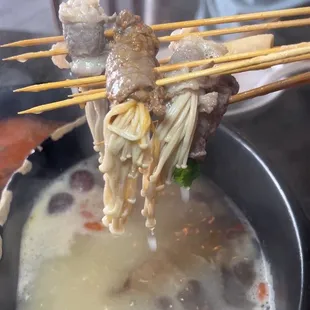 Beef Wrapped Enoki Skewers