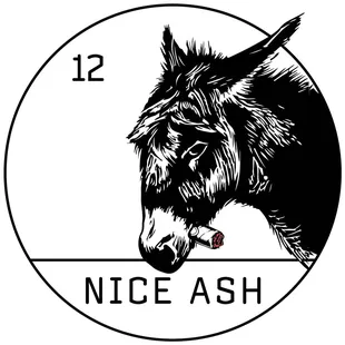 a black and white donkey with the words nice ash