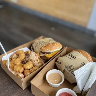  two boxes of food