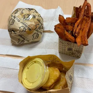 JR. CHEESEBURGER, CHICKEN NUGGETS - 6PC, &amp; SWEET POTATO FRIES