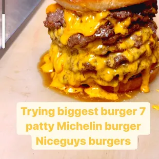 7 patty Michelin cheese burger