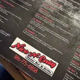 menu