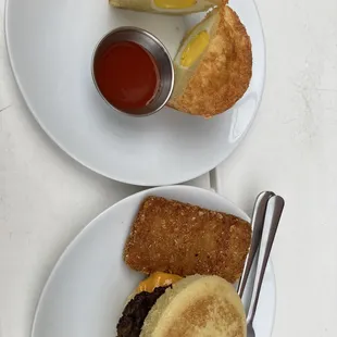 two plates of food on a table