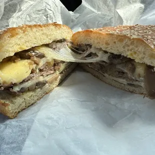 Roast beef, cheddar, horseradish sandwich. Cheesy goodness!