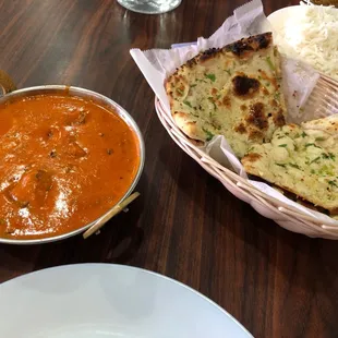 Butter Chicken Masala Garlic Naan