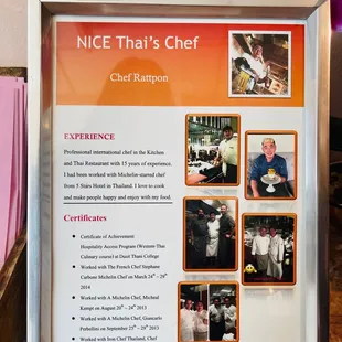 Chef's bio
