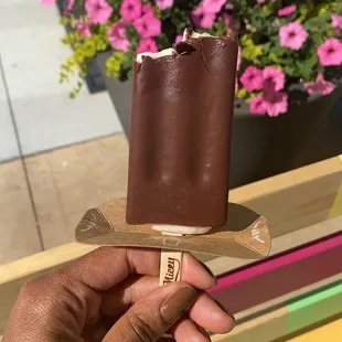 Banana cream dipped in dark chocolate