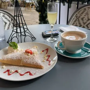 Cookie butter crepe, Nutella latte and passionfruit mimosa!