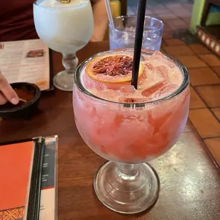 Pink Margarita and a frozen House Margarita
