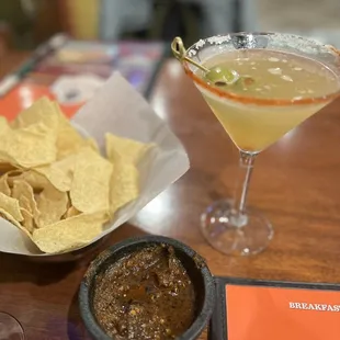 Mexican martini, delicious chips &amp; salsa