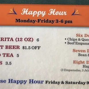 Happy Hour Menu