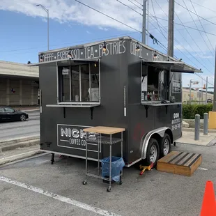 a food truck parked in a parking lot