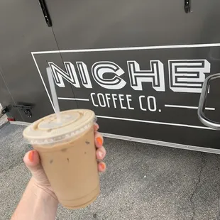 Iced oatmeal chocolate chip latte