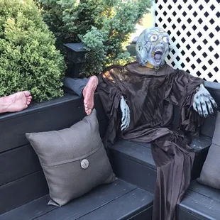 Halloween decor on the deck