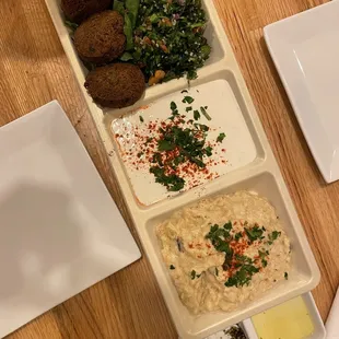 Part of the mezza plate, including falafel