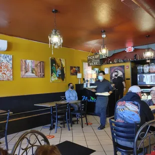 people eating in a restaurant