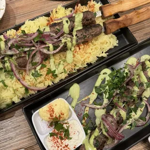 Beef Kafta Kabob Plate, Single Beef Kafta Skewer