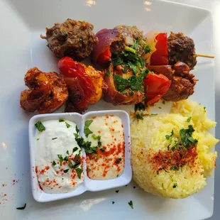 Beef and chicken thigh kabobs