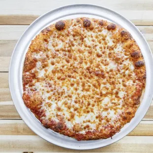 Cheese pizza, our cheese has amazing flavor with little grease!