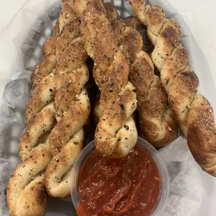 Hand twisted breadsticks!