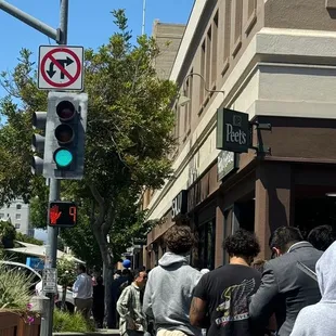 Line  was long for grand opening in downtown San Mateo ! We got served some soft yogurt with baklava on top and chocolate !