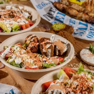 a variety of greek food