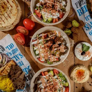 a variety of greek food