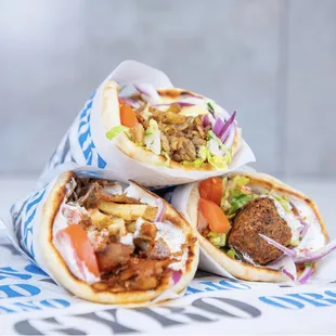 three pita sandwiches