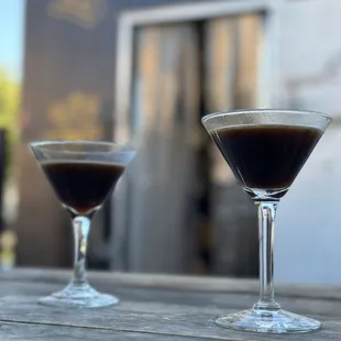 Nitro espresso martini (on draft)  with food truck on back patio