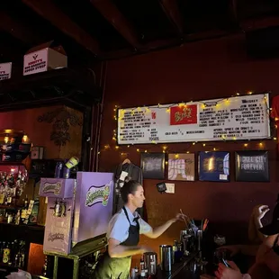 a bartender at the bar
