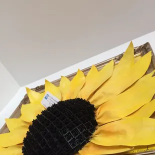 Petals are made from the Hoosier/RCA dome fabric and the middle is made of keys from a keyboard!