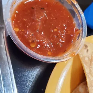 This salsa is made fresh in house but very caliente.